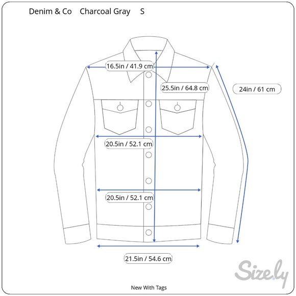 Denim & Co Womens Floral Embroidered Charcoal Gray Button-Up Denim Jacket New S - Picture 8 of 9